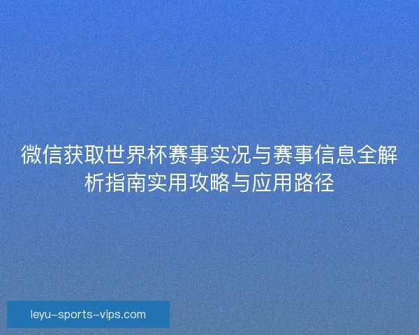 微信获取世界杯赛事实况与赛事信息全解析指南实用攻略与应用路径